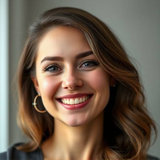 Fotografia de uma mulher sorrindo durante uma sessão de retrato profissional