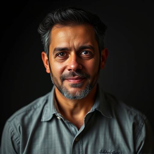 Retrato de Roberto Almeida, co-fundador e diretor de arte da Luz e Sombra